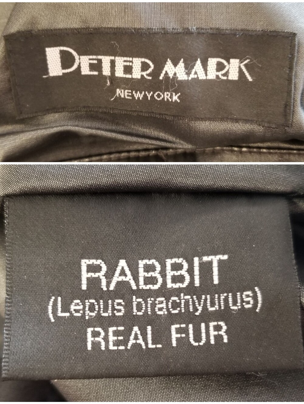 Reversible Rabbit Fur Coat With Hood in Gray - Picture 12 of 12